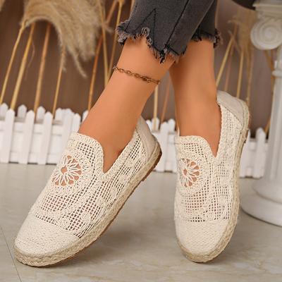 Дизайн Модного Бренда Вязаные Крючком Эспадрильи Женские Элегантные Плоские Льняные Сетчатые Лоферы Летние Дышащие Мокасины Рыбака Женские Туфли