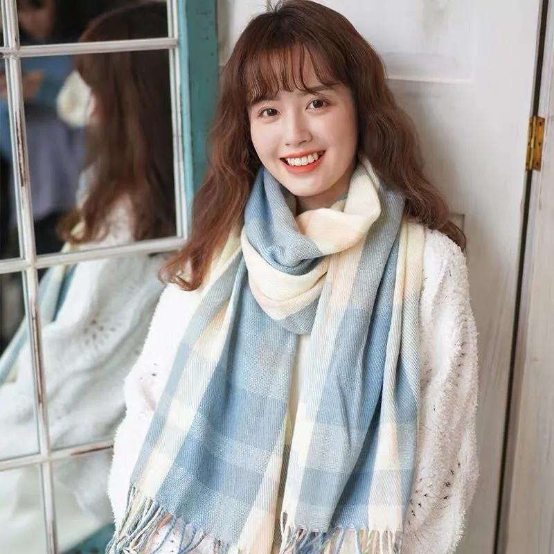 Knitted Wool Scarf Ladies Autumn and Winter All-match Student Imitation Cashmere Thick Scarf