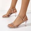 Fashion 2025 High Quality Ladies Shoes Lace-up Cuff Women's Sandals Fashion Crystal Dress Sandals Women New Plus Size Heeled Sandals
