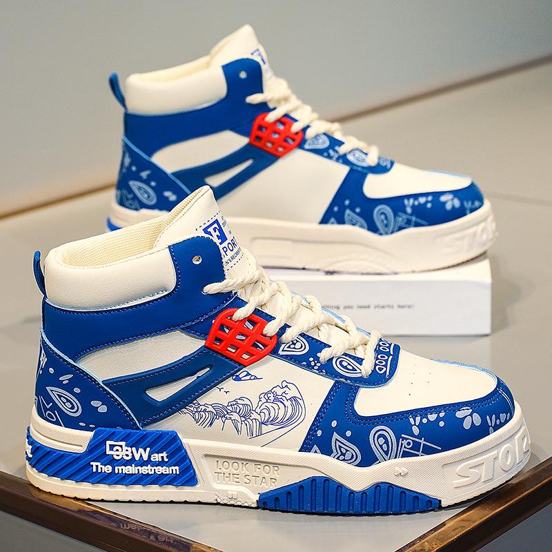 Мужская новая обувь Мужская обувь для скейтборда Средние и высокие кроссовки Спортивная повседневная обувь Модная плоская повседневная баскетбольная обувь