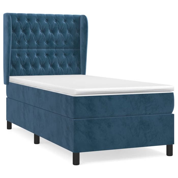 Maison Exclusive - Sommier à lattes de lit avec matelas Bleu foncé 100x200 cm
