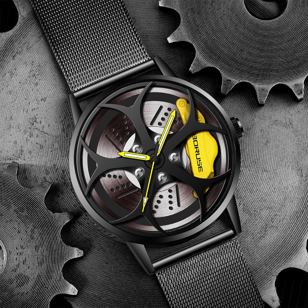 Модные мужские часы для бизнеса, контурные часы, мужские часы с сетчатым ремешком из нержавеющей стали, кварцевые часы, спортивные часы