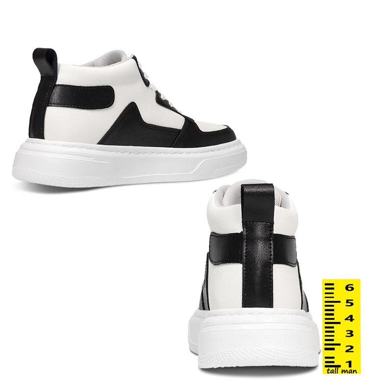 White Sneakers Men Height Increase Insoles 6cm Lifts Shoes Leisure Casual Plus Size 35-47