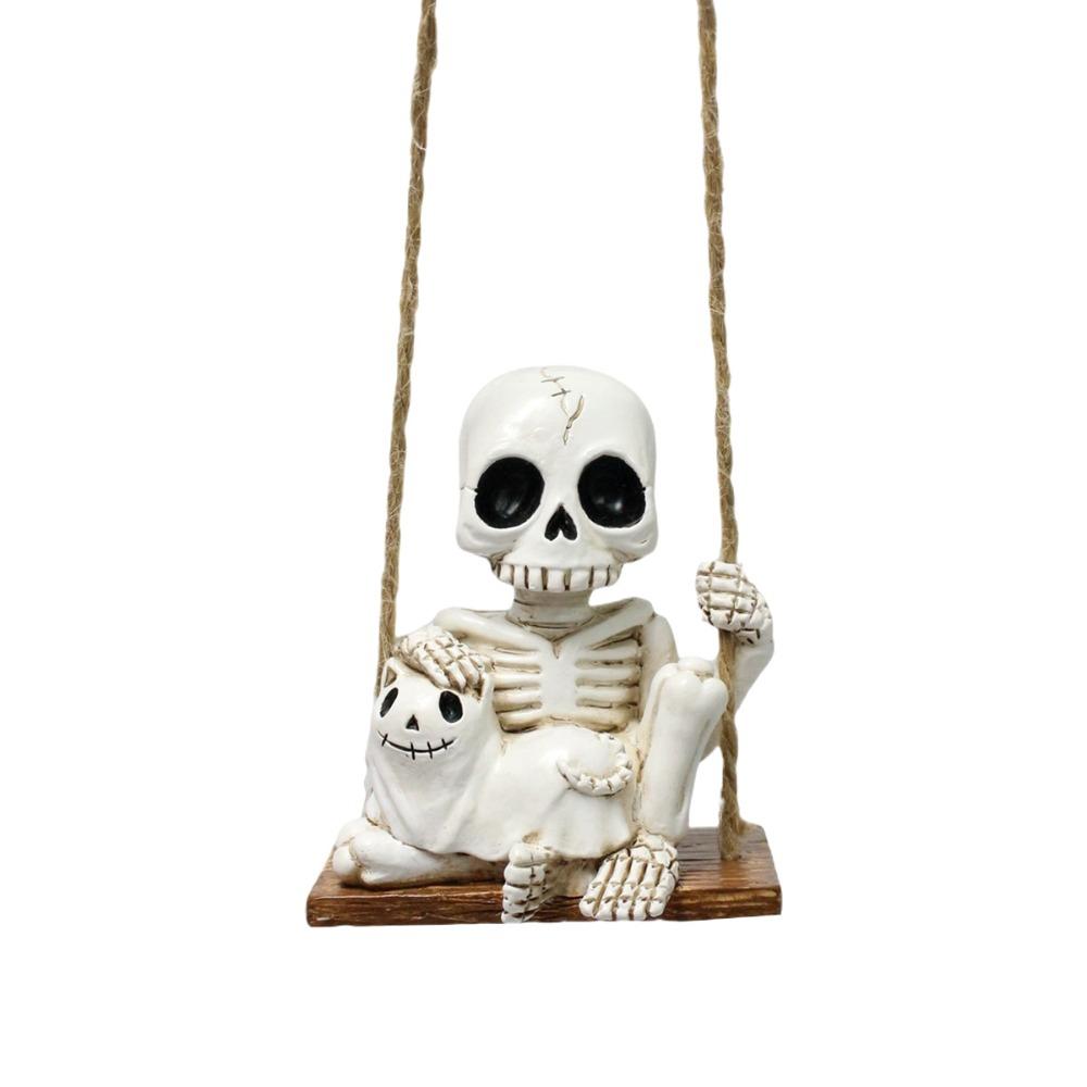 Resin Crafts Tire Swing Skeleton Pendant Vintage Skeleton Spirit Statue Decoration Lawn