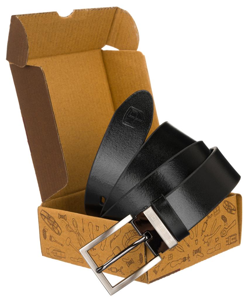 Wide leather belt PTN PS-05M-95-3569 Black