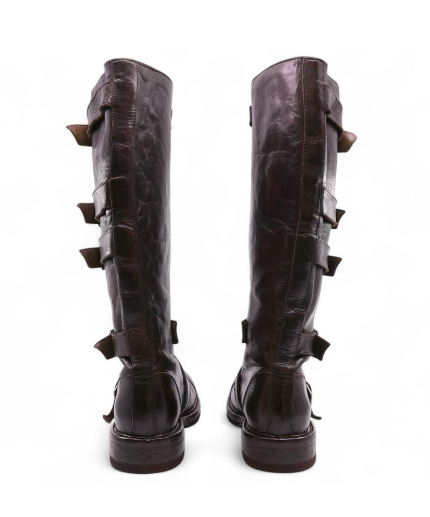 Yase Gelabi X Yase Washing Cow Cap-Toe Long Boots Brown