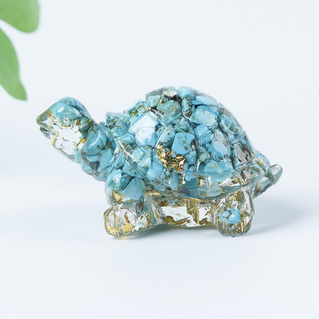 Natural Crystal Gravel Resin-coated Miniature Turtle Aquarium Ornament Amethyst Craftwork Desktop/car Interior Decorative Piece
