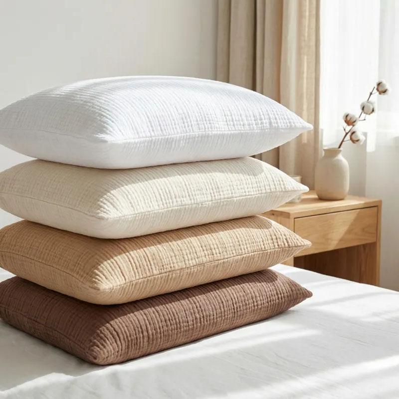 100% Cotton Muslin Throw Pillow Cover,2-Layer Gauze Pillowcase,Soft,Breathable,for Sofa, Bed,Home Decor Suitable for All Seasons