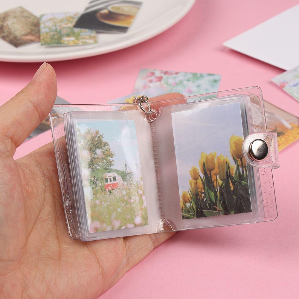 1PC Pockets Jewelry Portable Key Chain Mini Photo Albums 2 Inch Photos Holder For Photos Cards