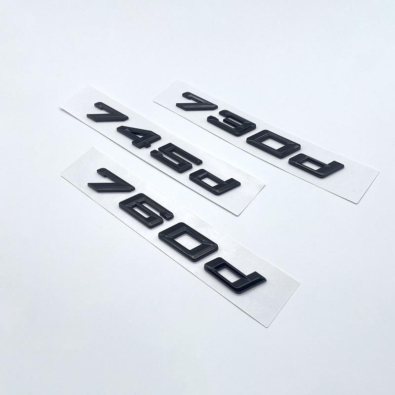 New Font Numbers Letters 730d 740d 745d 750d 760d Top ABS Emblem for BMW 7 Series Car Trunk Nameplate Logo Sticker Black