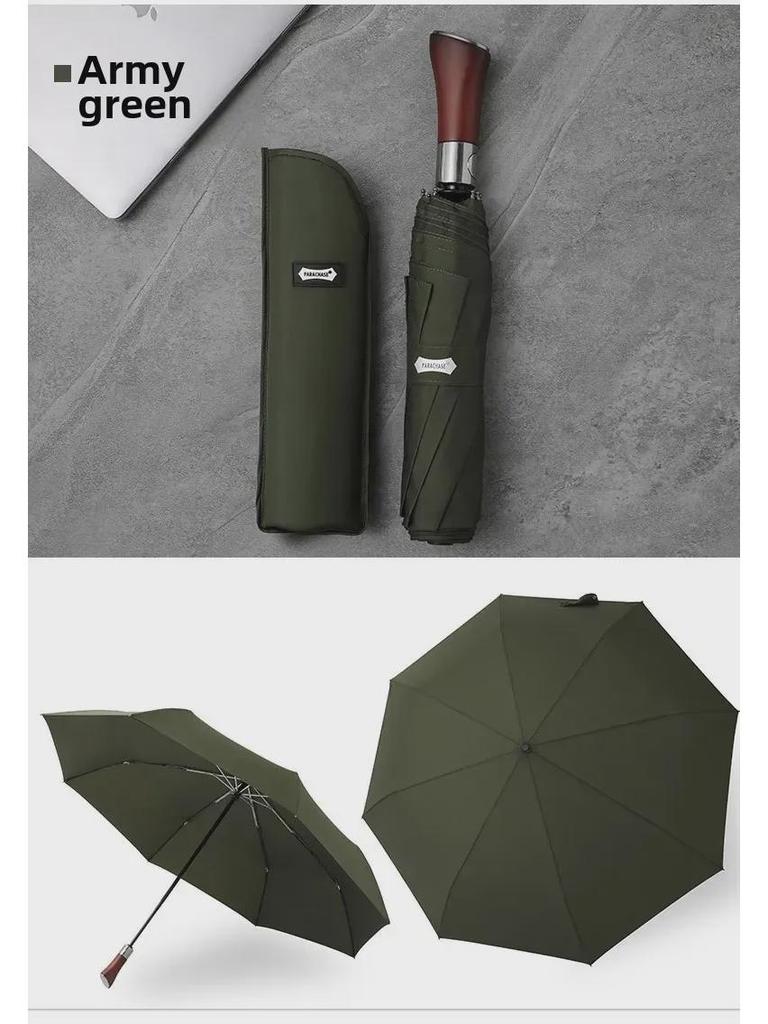 PARACHASE 1.2m Fully Automatic Folding Umbrella with Knife Handle - Korean Forest Design, Business Style.
