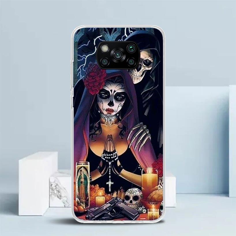 Чехол для телефона Catrina Beautiful Rose Girl Skull для Xiaomi Poco F7 Ultra X5 X6 X7 Pro M7 Redmi 15C 15 13C 13 12C 12 10C 10 10A 9 9C