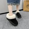 Women Thick Sole Faux Fur  Winter Plush Warm Cotton Shoes Woman Indoor Outdoor Non Slip Fluffy Platform Slippers 2024