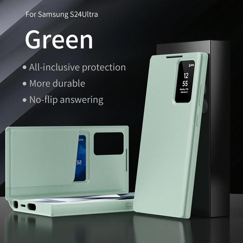For Samsung Galaxy S25Ultra PlusS24 S23 S-View Flip Smart Display LED Clear Window Card Pocket Shockproof Protect Cover