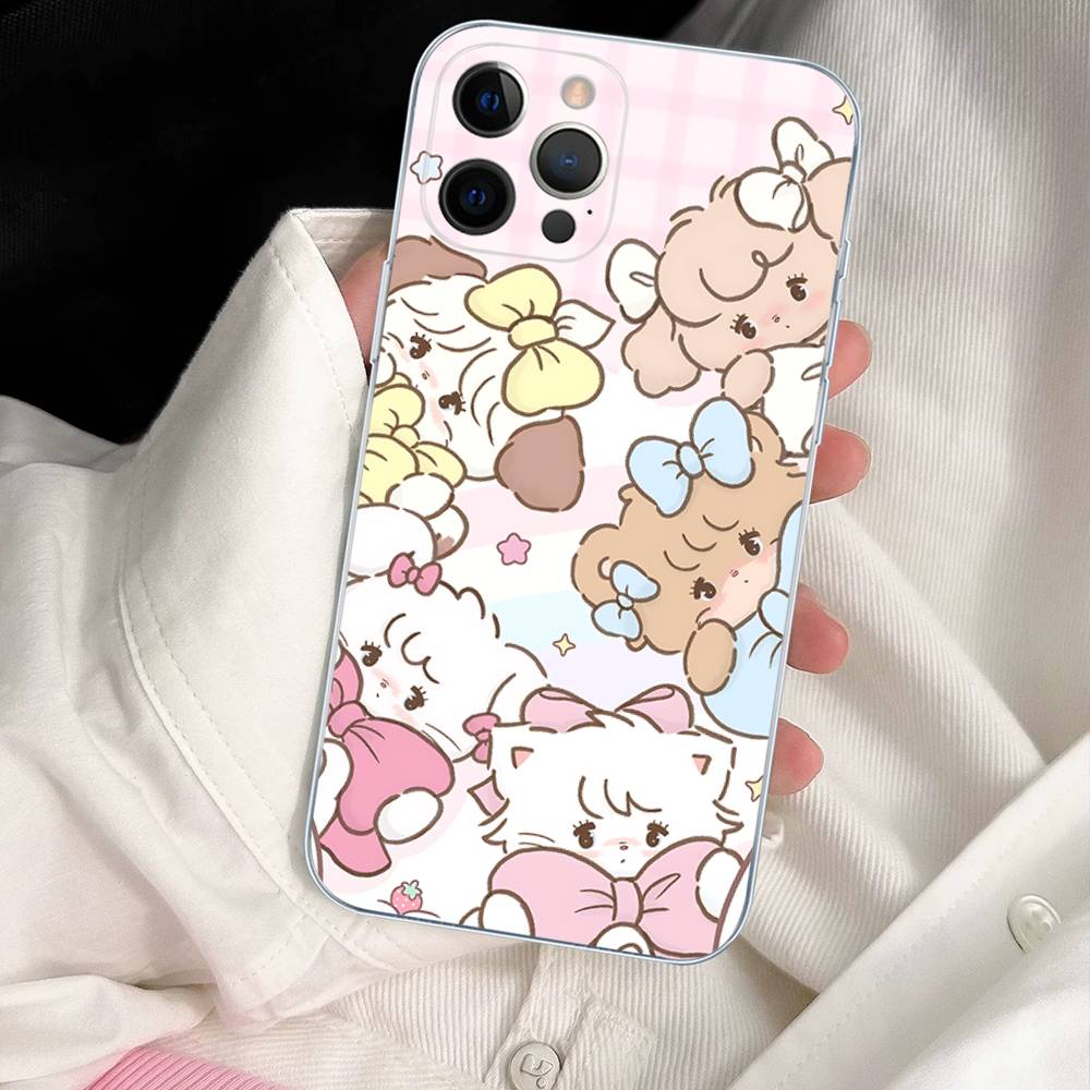 Милые персонажи M-mikko C Для IPhone 11 12 13 14 15 16 17 Pro Max Plus Air Прозрачный Clear Ударопрочный Чехол