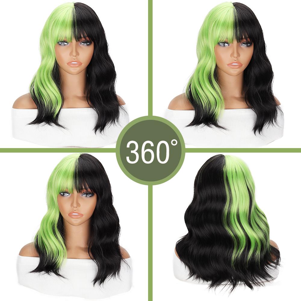 MERISIHAIR Синтетический парик с челкой, короткие волнистые парики для цветных париков, парики из волокна для женщин, повседневное использование на вечеринках