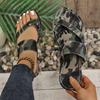 2025 Summer New Foreign Trade Women's Flat-bottomed Toe Sandals European and American Style Casual and Comfortable Personalized Pattern