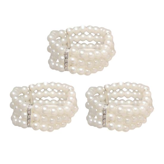 Faux Pearl Bracelet Women Retro Wrist Bracelet Ladies Rhinestone Stretch