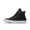 Chuck Taylor All Star Нескользящие Прочные Высокие Кеды для Скейтбординга Женские Кроссовки Черные Золотые 568659C