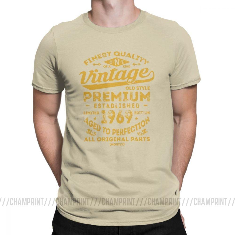 Vintage 1969 Birthday Gift Idea 50 Years Old 50th Birthday Gift TShirt for Male Oneck Cotton T Shirt Funny Clothing Plus Size