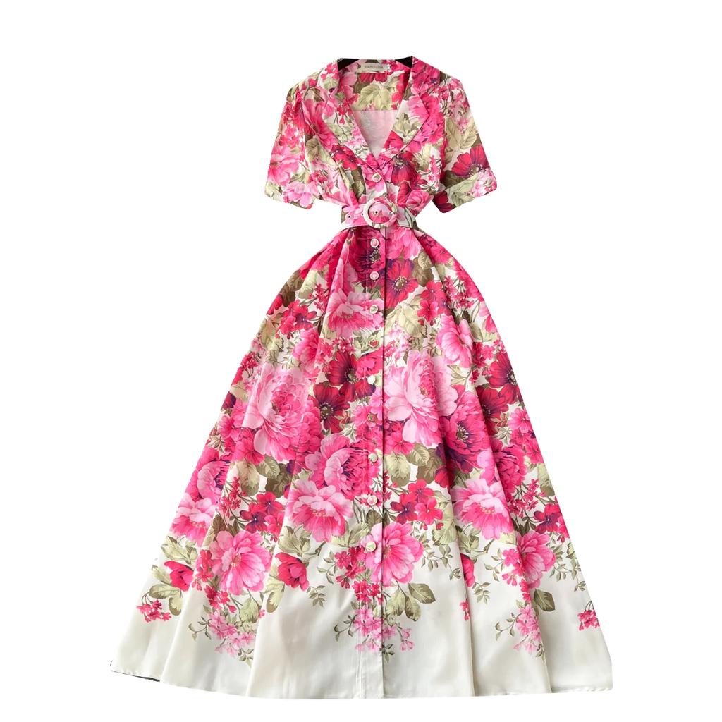 Серия «Цветы» 2024, ранняя весна, новый высококачественный костюм с воротником на груди, облегающее длинное темпераментное платье, торжественное платье для женщин