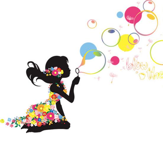 Wall Sticker Self-adhesive Easy to Apply PVC Fairy Girl Flower DIY Wall Decorative Sticker for Living Room