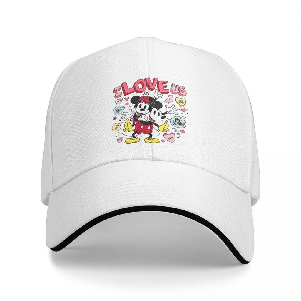 Unisex Mickey And Minnie Wedding Kiss Hearts Trucker Hat Retro Versatile Baseball Cap Fit All Size
