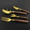 5Pcs Cutlery Set Western Stainless Steel Tableware Wooden Handle Dinnerware Knives Fork Spoons Silverware Kitchen Flatware Set