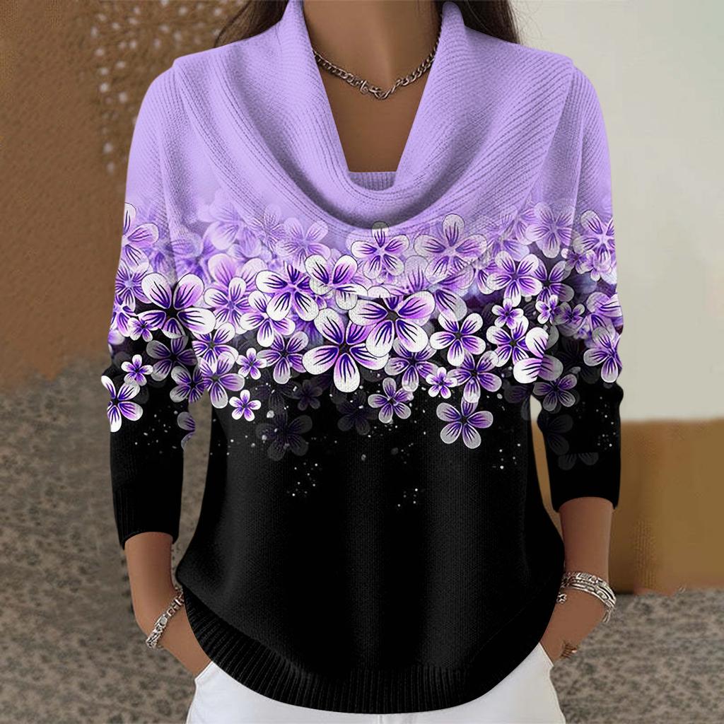 Женский повседневный и модный свитер с круглым вырезом, длинными рукавами и принтом