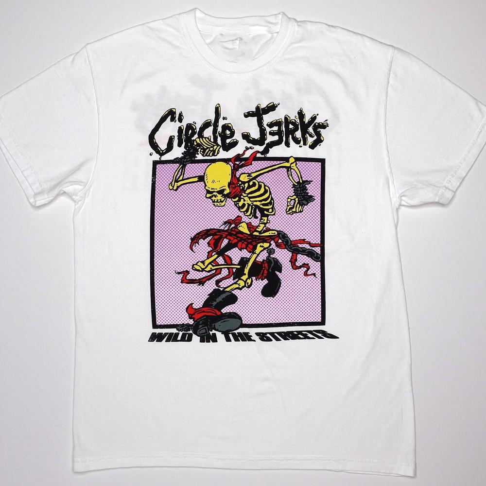 Редкая хлопковая белая футболка унисекс группы Circle Jerks S-2345XL QA637