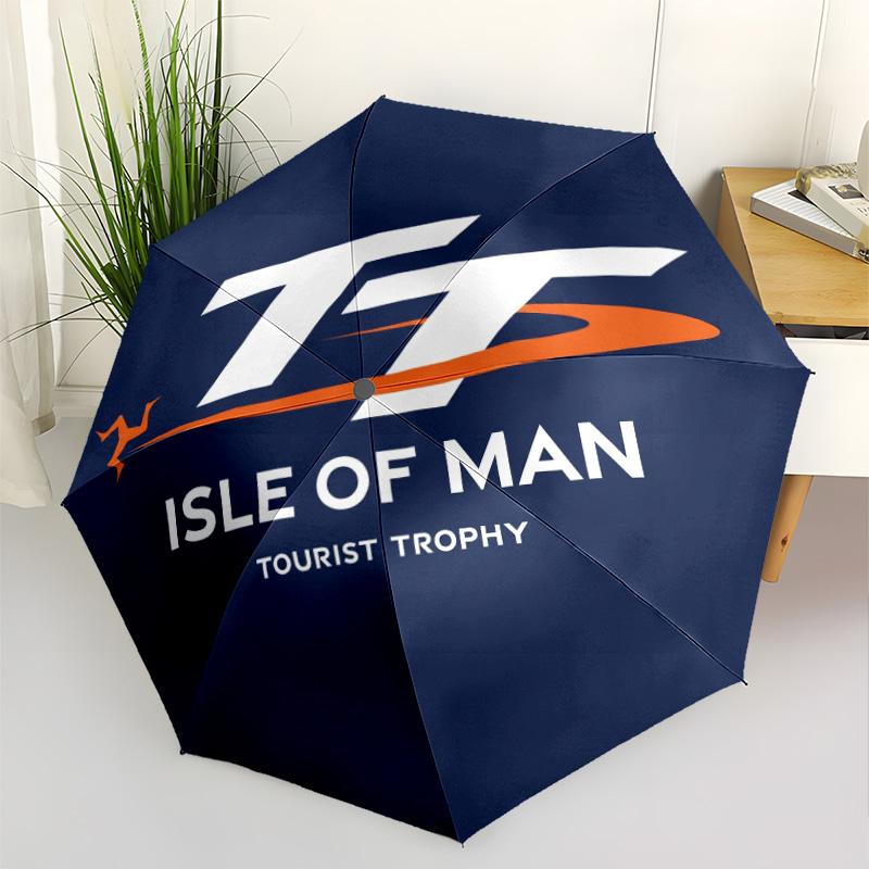 Isle Man Tt Race Compact Travel Automatic Umbrella with 8-Rib Durable Plastic & Iron Perfect for Outdoor Adventures Elegant Women's Umbrella