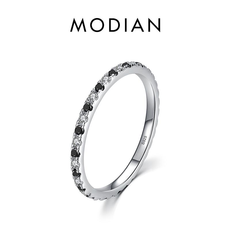 MODIAN Радужные кольца на палец с CZ для женщин, штабелируемые 4 цвета, обручальное кольцо из стерлингового серебра 925 пробы, ювелирные изделия