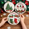 Christmas Cross Stitch Kit for Beginners Embroidery DIY Material Package with Hoops Colored Threads Needles Instructions Holiday Craft Set for Adults