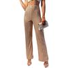 Women High Waist Sparkling Pants Wide Leg Flared Trousers Sequin Bling Party Slacks Glitter Night Out Pants Clubwear