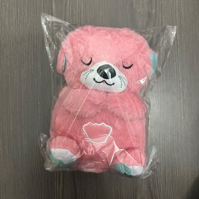 New Breathing Otter Plush Toy with Music & Light, Soft Cuddly Stuffed Animal, Soothing Companion for Kids, Cute Gift for Girls