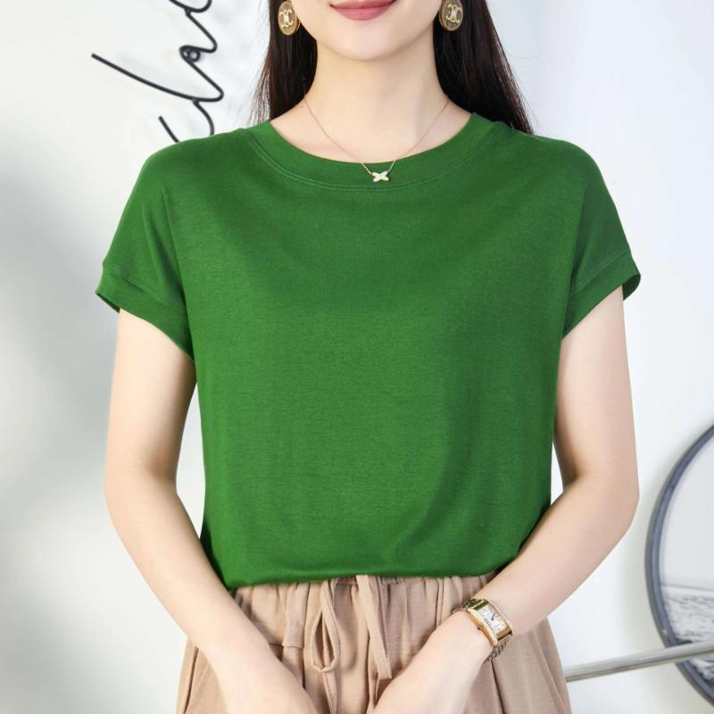 2025 Однотонная футболка с коротким рукавом большого размера для женщин, летняя свободная женская футболка высокого качества с узором CCXX244