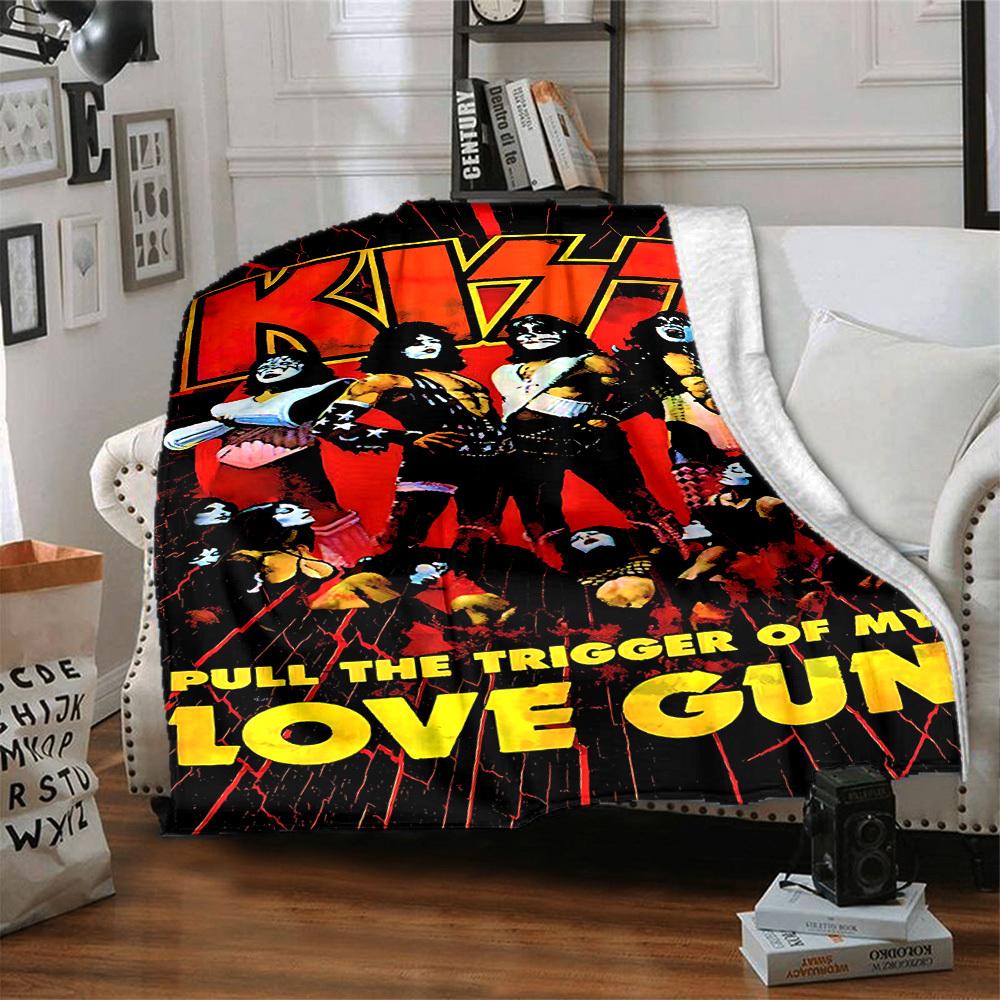 1pc Kiss Band Merchandise Blanket Lightweight Flannel Blanket Throw Blanket For Sofa, Bed, Travel, Camping, Livingroom, Office, Couch