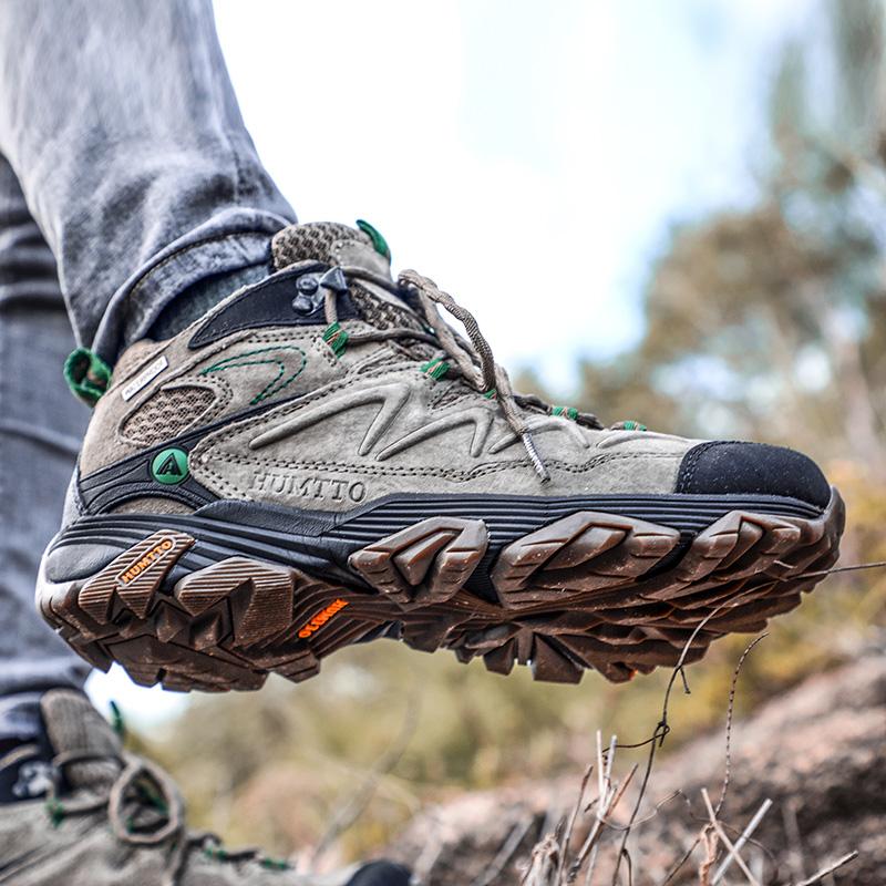 HUMTTO Waterproof Hiking Boots Men Breathable Leather Trekking Shoes Winter High-top Outdoor Fashion Sneakers for Mens