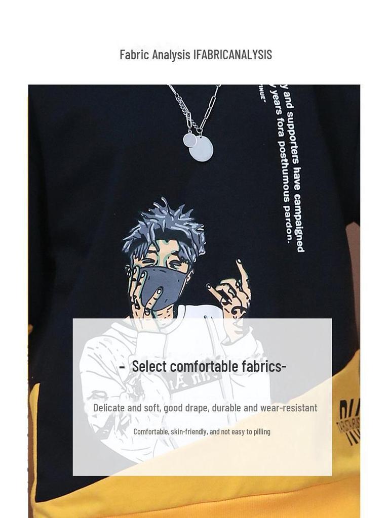 2025 Новый весенне-осенний спортивный костюм свободного кроя из двух частей в корейском стиле для мальчиков