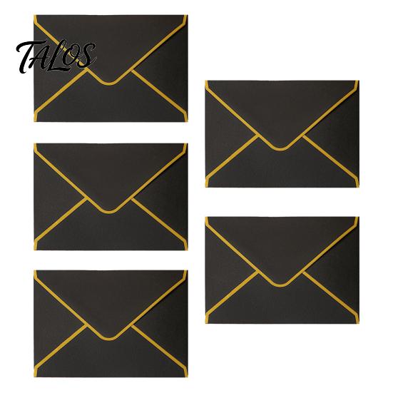 Western Style Envelopes 5Pcs with Gold Foil Trim, Offset Paper Invitation Handmade Cultural Creation Supplies for Wedding, Greeting Cards, Business