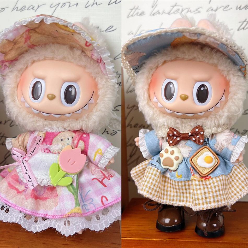 (Только одежда) Аксессуары для одежды Labubu Шляпа V1 V2 V3 Аксессуары для плюшевой куклы Labubu Комплект сменной одежды Сладкие аксессуары