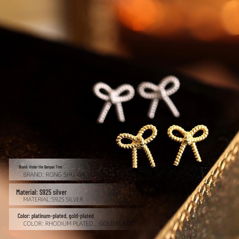 Серьги-бантики в корейском стиле из серебра Banyan Tree S925 для женщин - Sweet Princess Fashion