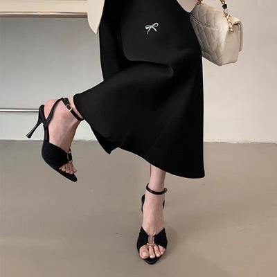 2025 новые сексуальные босоножки с пряжкой на ремешке и открытым носком для женской летней носки, модные, универсальные, на тонком каблуке, с острым носком, на высоком каблуке для женщин