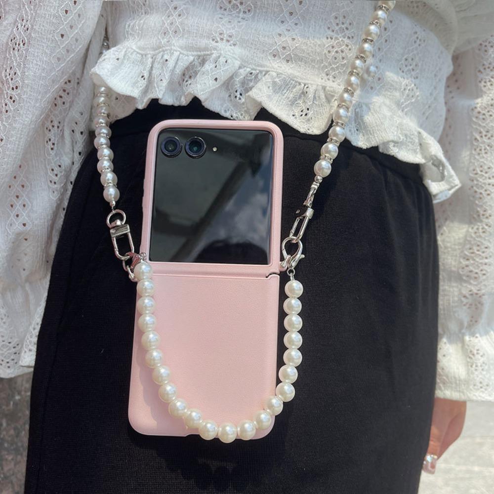 Чехол для телефона через плечо с ремешком на запястье из жемчужной цепочки и веревкой из искусственной кожи, защита шарниров, ультратонкий противоударный защитный чехол
