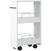 Space-Saving Multipurpose Trolley in MDF Wood and Wheels, 42.5x20.3x66.7cm, White