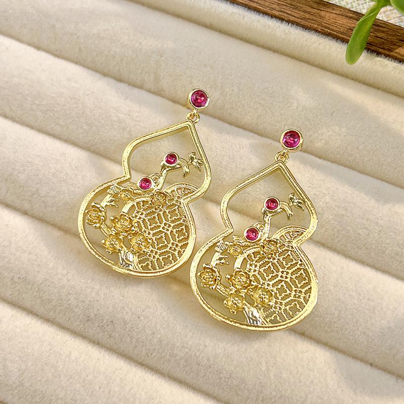 Ювелирные изделия Ювелирные серьги Золотой цвет Тыква-сокровище Ретро стиль Высококлассные Женские