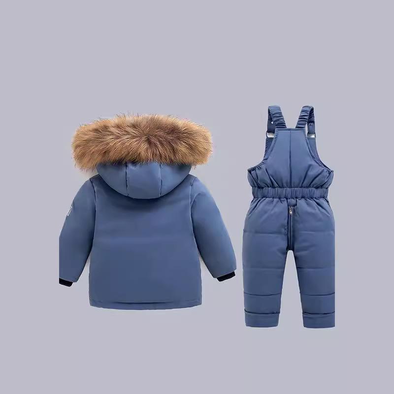 Velvet Winter Set: Thickened Down Overalls for Infants & Toddlers, 1-5 Years - 2-Piece Outfit