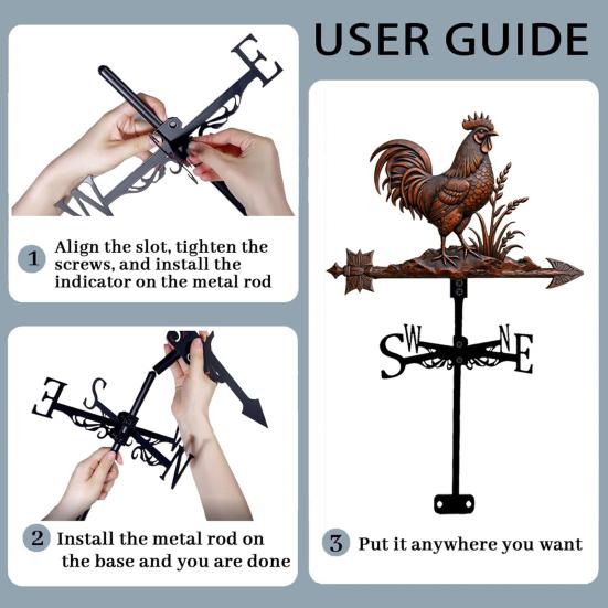 Флюгер в виде петуха, ретро-металлический флюгер для украшения крыши, декоративный флюгер для фермерского дома, декор для сада на открытом воздухе