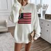Diyun 2024 Autumn/Winter Women's Yarn-Dyed Independence Day Long-Sleeve Casual Sweater
