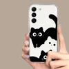 Мультяшный Черный Кот Прозрачный Чехол для Пары на Samsung Galaxy S23+ S24+ Plus Ultra Прозрачная Крышка для Galaxy S22+ Ultra Чехлы